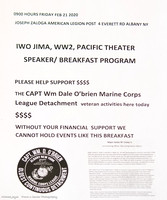 Iwo Jima, WW2, Pacific Theater Speaker/Breakfast Program- Joseph Zaloga Post Feb. 21, 2020